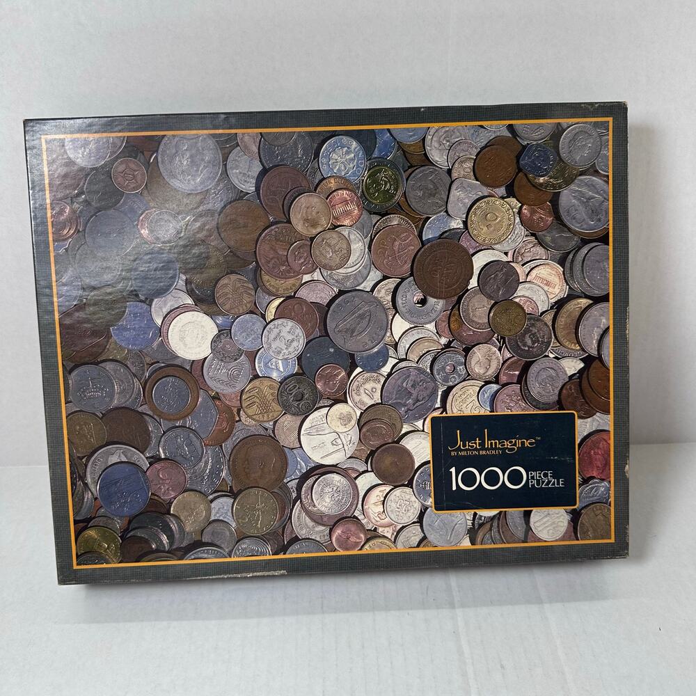 Vintage 1985 milton bradley “make a mint” 1000 pcs jigsaw puzzle